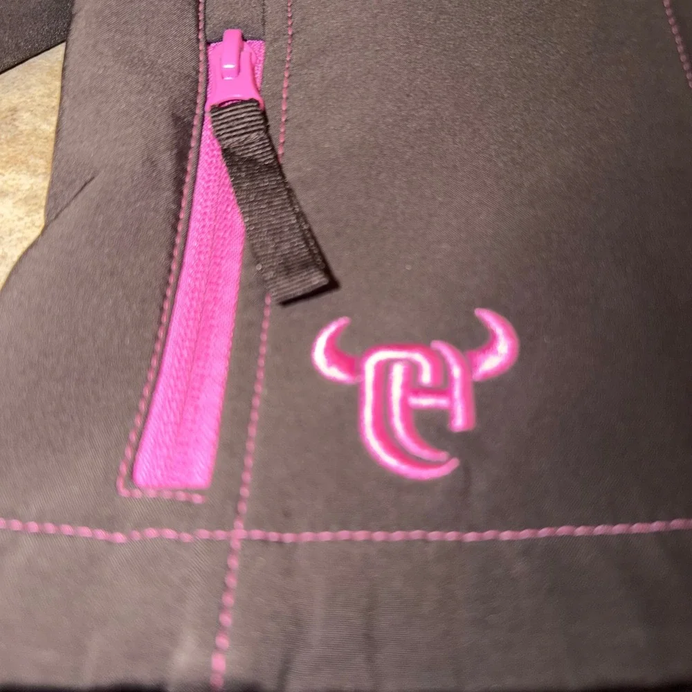 Cowgirl Hardware Girls 2T Black Pink Softshell Jacket Horse Rhinestone Western